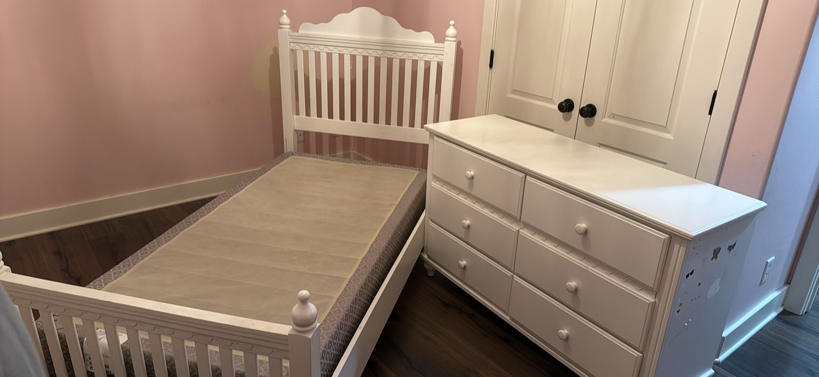 Twin Bedframe And Dresser Set