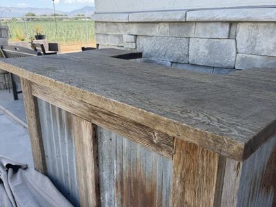 Rustic Outdoor Bar - Reclaimed Wood & Corrugated Metal