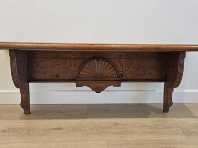 Antique Ornate Oak Mirror and Carved Wall Shelf