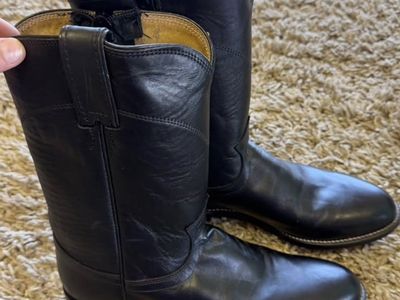 Justin Black Leather Western Cowboy Boots Size 8.5 D