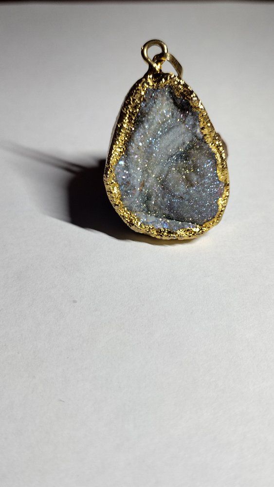 AMETHYST GEODE PENDANT WITH GOLD PLATED TRIM