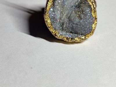 AMETHYST GEODE PENDANT WITH GOLD PLATED TRIM