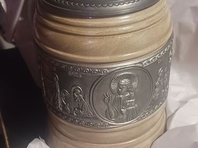 Vintage German Beer Stein Jesus & 12
