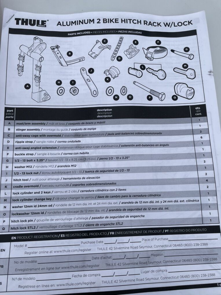 thule aluminum two bike hitch rack