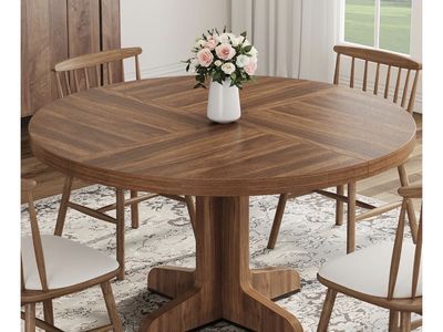 Round Dining Table 47 Inches With Wooden Base