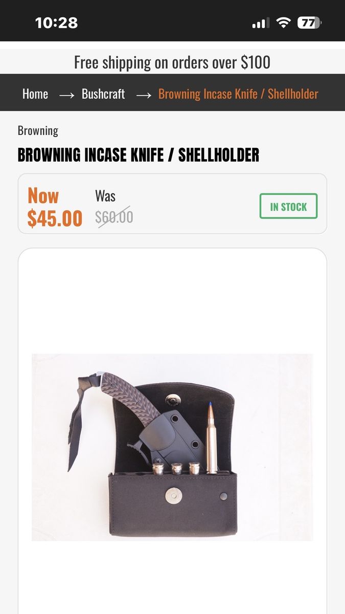 New Browning Hunting Knife And Shell Case