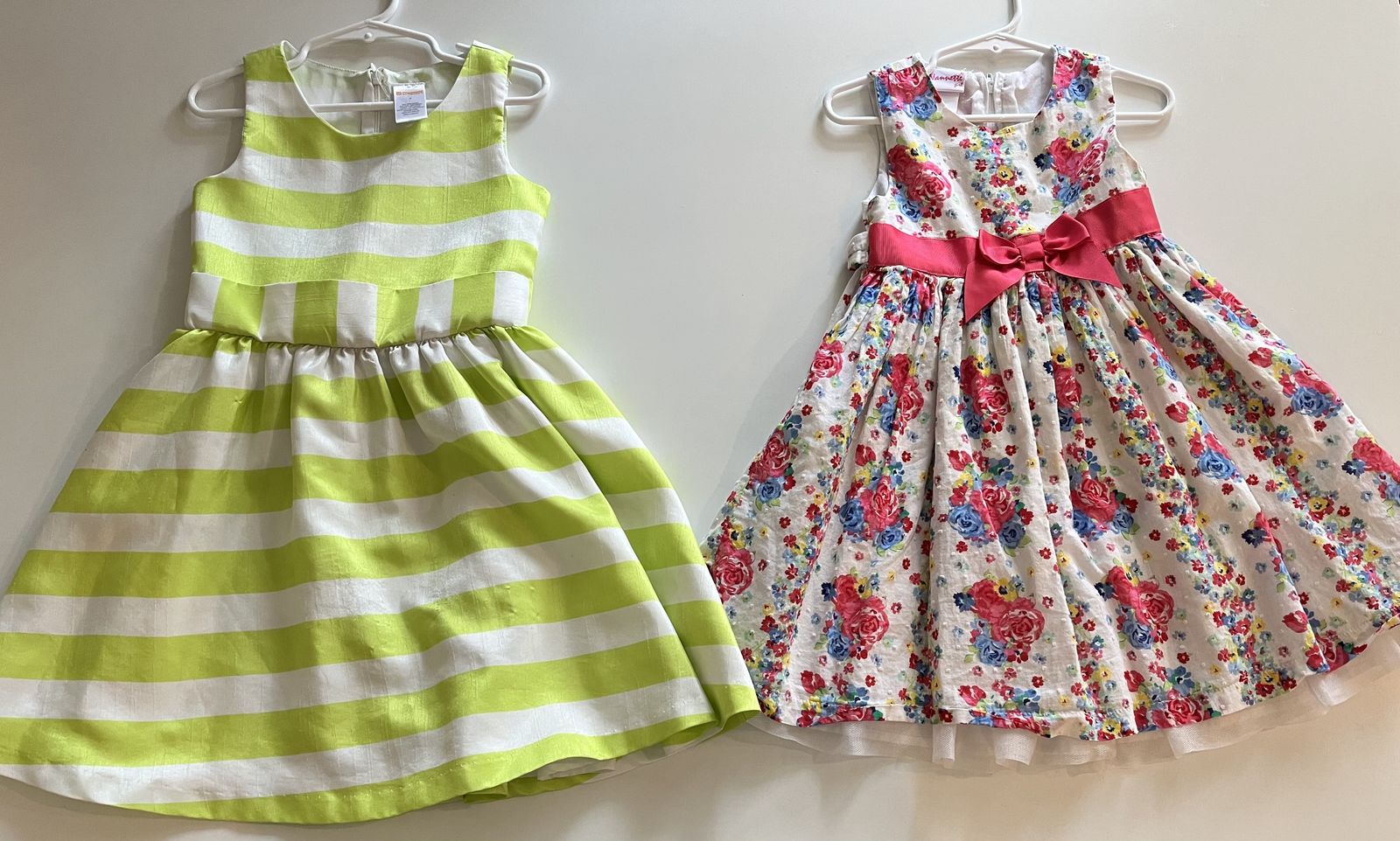 Girls 4T Dresses – Nanette Floral + Gymboree Green Stripe