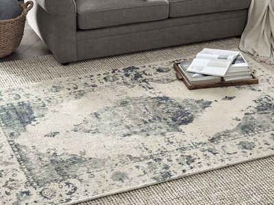 NEW Pottery Barn Chunky Wool Jute Rug, Gray & Ivory, 5’ x 8’