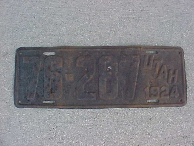 1924 utah single license plate