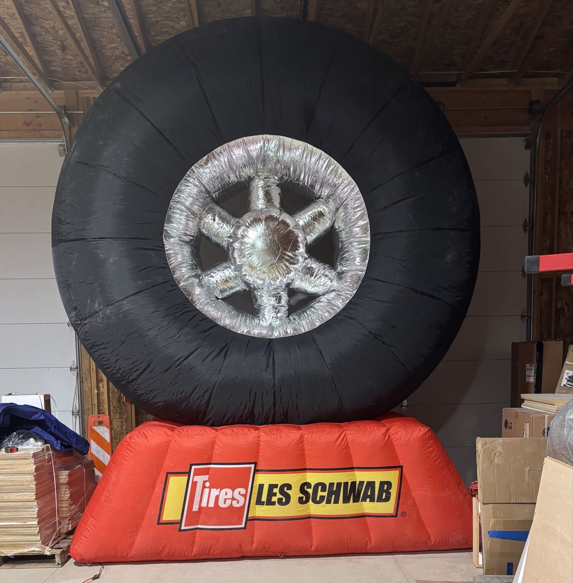 HALF PRICE! BRAND NEW Custom “Les Schwab” Inflatable Tire/Wheel