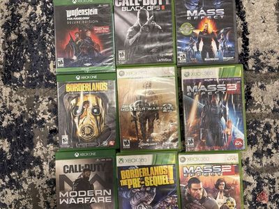 Xbox One & Xbox 360 Video Game Lot - 9 Games (Call of Duty, Mass Effect Trilogy, Borderlands)