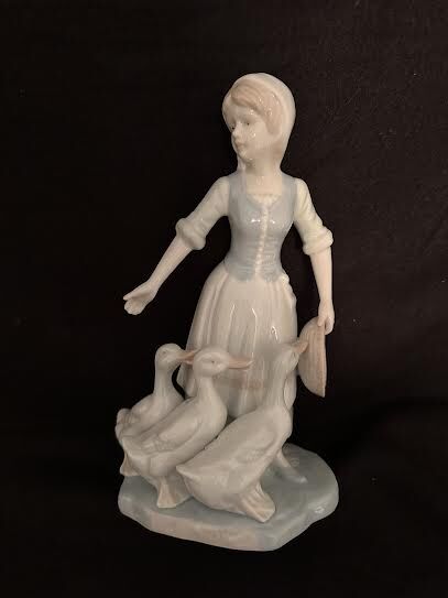 Duncan Royale Peasant Girl with Geese Porcelain Figurine