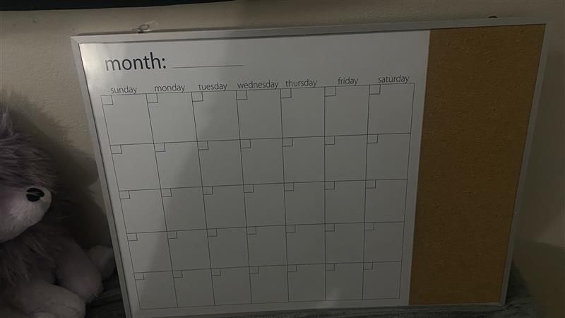 Cork Board dry erase Calander