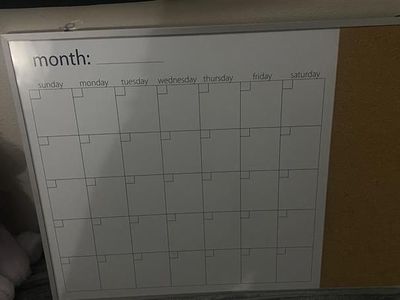 Cork Board dry erase Calander