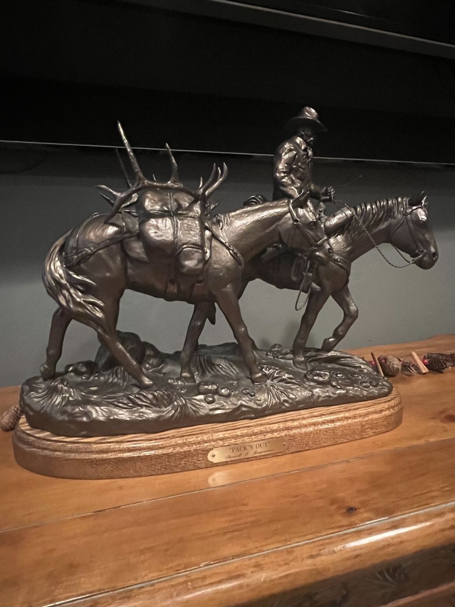 Russell D. Jorgensen 'Pak'n Out' 1995 Numbered Western Bronze Sculpture
