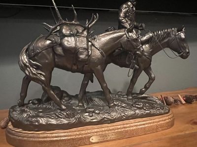 Russell D. Jorgensen 'Pak'n Out' 1995 Numbered Western Bronze Sculpture