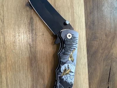 Folding Pocket Knife with Eagle Design - Outdoor & Hunting Tool
