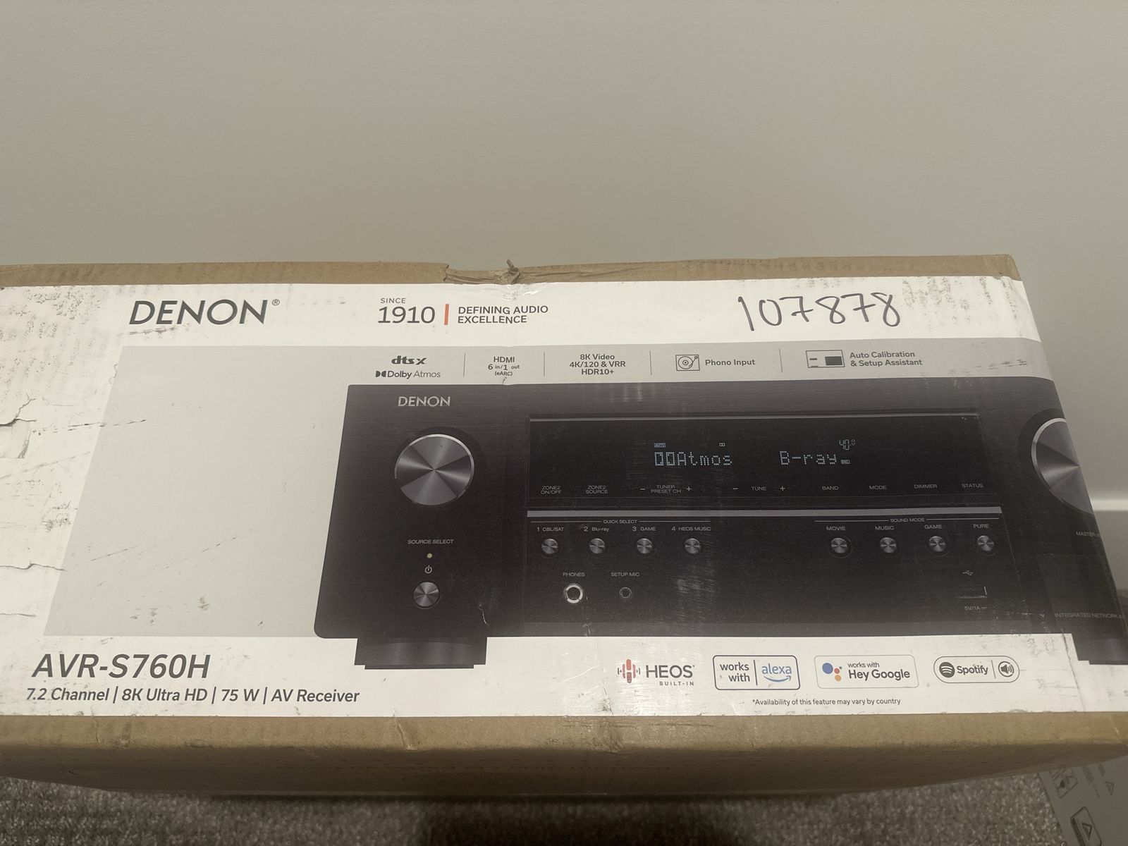 Denon AVR-S760H 7.2 Channel 8K AV Receiver with HEOS