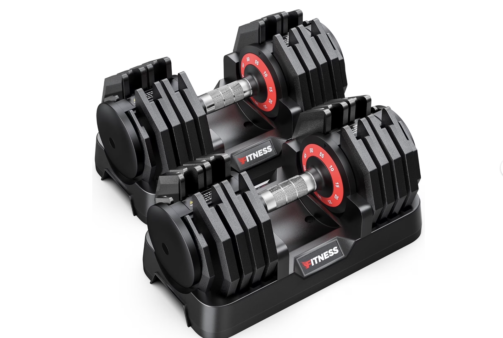 New in Box Set of 2, 110LB(55lbs ea) Adjustable Dumbbells Set,10 in 1 Quick-Select 10-55lbs Weight Adjustable Dumbbells