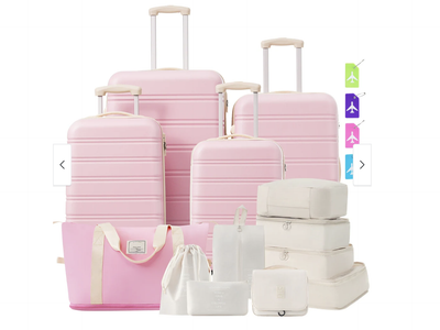 New in Box 4-Pcs Hardshell Luggage Sets with Bag, Carry On Suitcase with Wheels and TSA Lock, Lightweight Checked Luggage