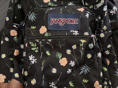 JanSport Floral Print Backpack with Leather Bottom