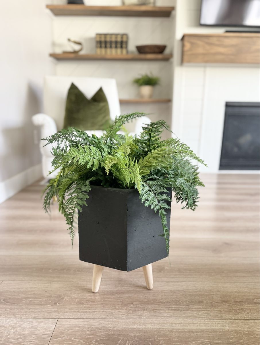 Modern | Contemporary | Minimalist | Style | Planter | Wood Legs | Faux Ferns | Plant | Home Decor
