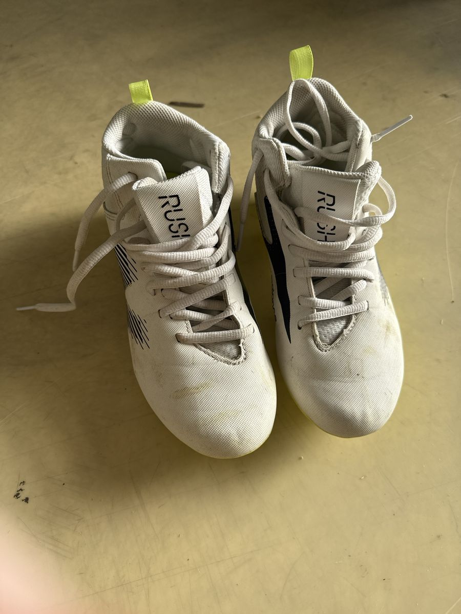 New Balance Rush White and Yellow Cleats Size 4.5