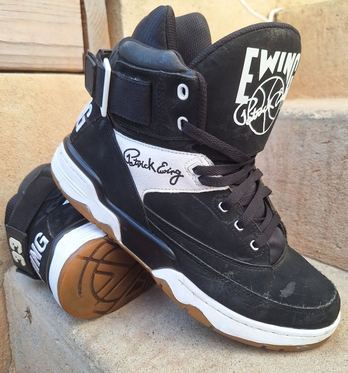 Mens Ewings Hi Tops Black Suede Size 12