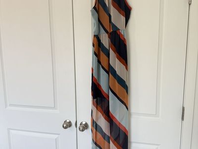 Striped Halter Neck Maxi Dress - XS, Flowy, Multi-color