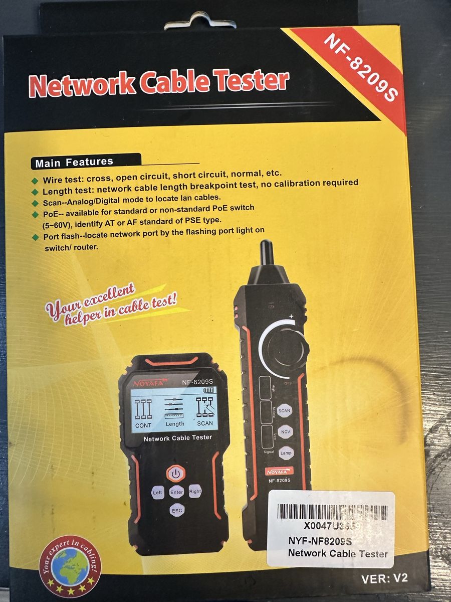 NOYAFA NF-8209S Network Cable Tester - Wire Test, Length Test, PoE Test, Scan/Analog/Digital Mode