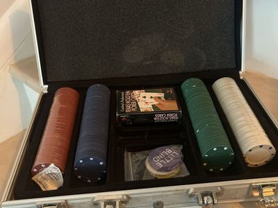 Complete Texas Hold'em Poker Chip Set in Silver Aluminum Case with Cards