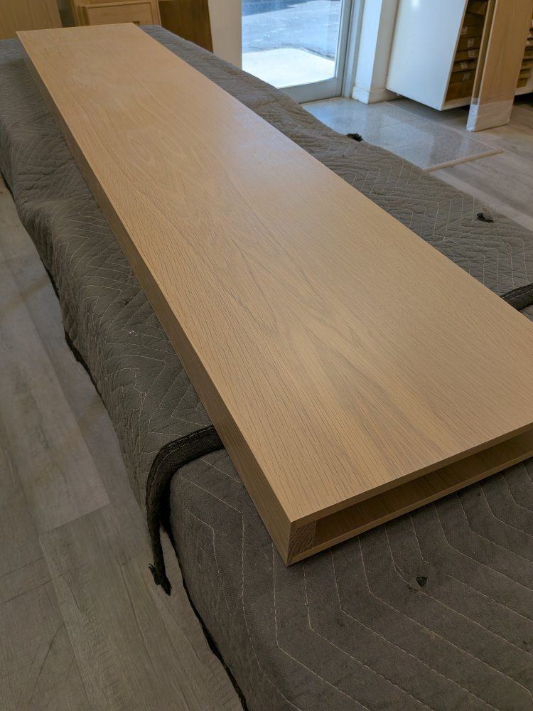 Stained Oak floating shelves
