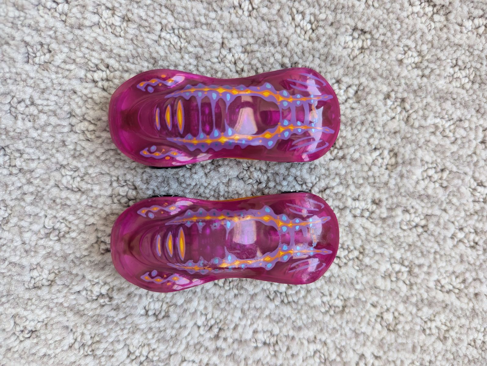 (2) Hot Wheels Pink Clear Speeders