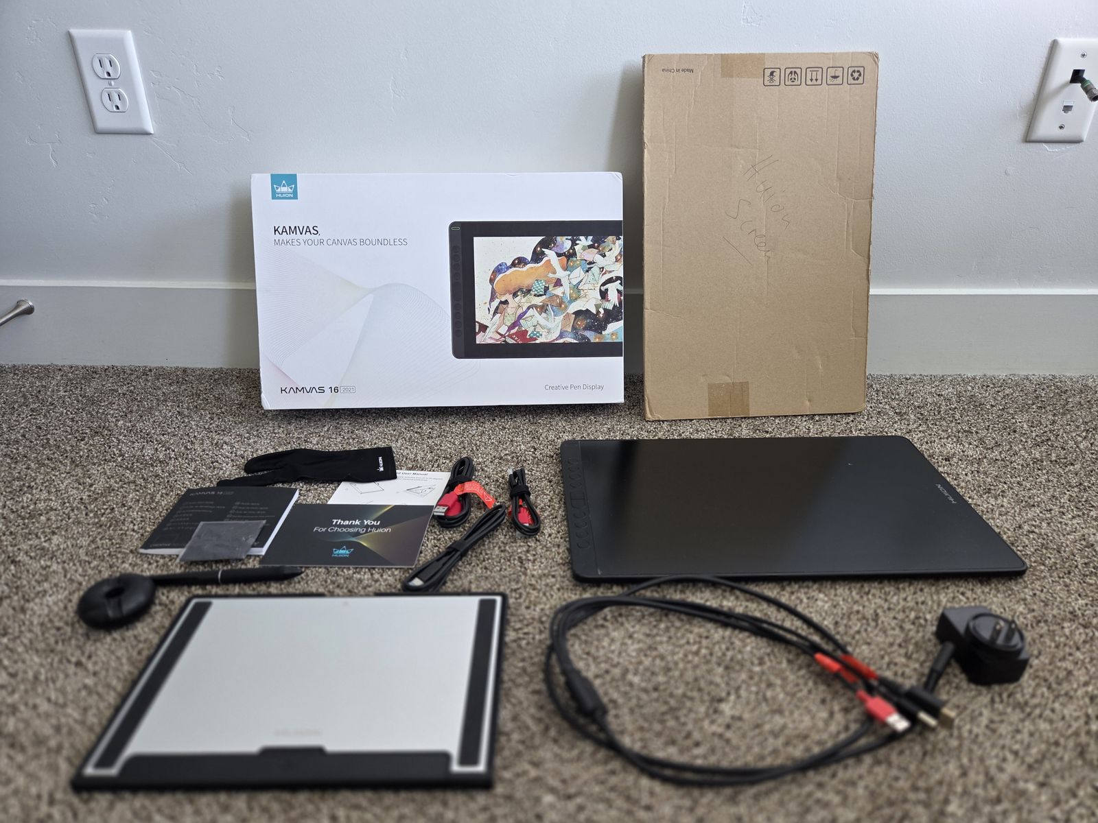 Huion Kamvas 16 2021 Version Graphics Drawing Tablet, Pen, extra screen - GS1562