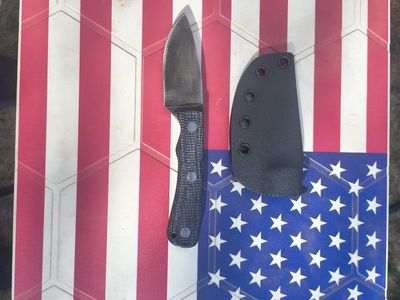 Fixed Blade Outdoor Hunting Knife with Black Micarta Handle and Kydex Sheath