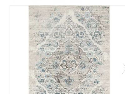 Victoria Collection Distressed Cream 9x12 Oriental Floral Polypropylene Area Rug