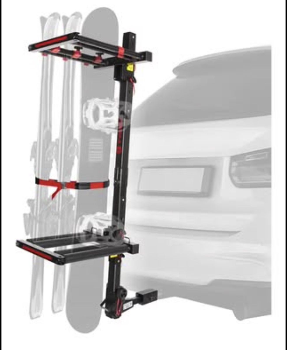 NEW Tyger Auto TG-RK1B707B Folding Hitch-Mounted Ski/Snowboard Rack