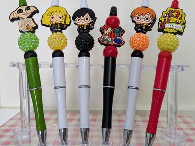 Harry Potter Themed Beaded Stylus Pen Set - Dobby, Hermione, Harry, Hogwarts, Ron, Gryffindor