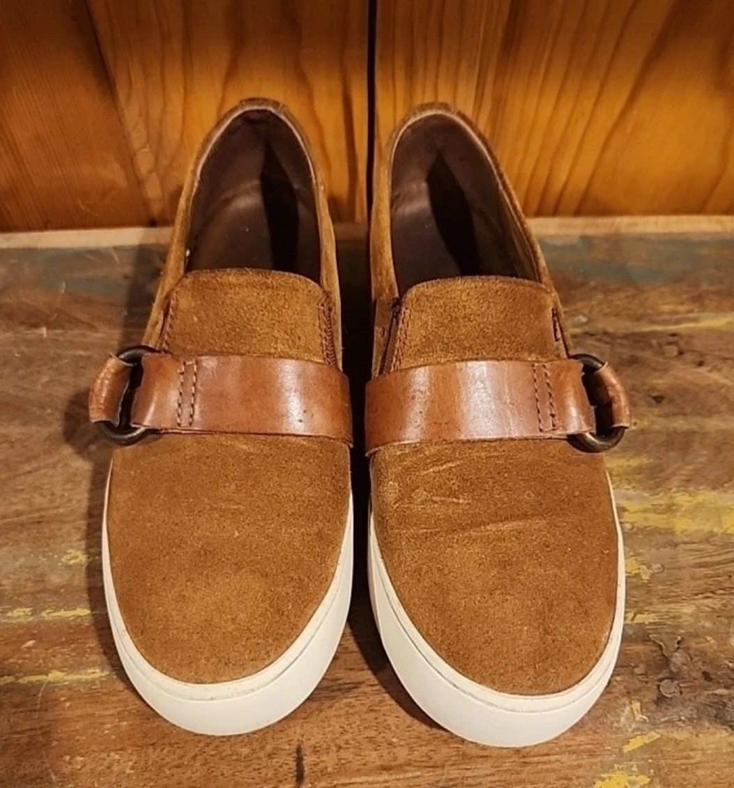 FRYE Women's Suede Slip-On Loafers with Buckle - Size 6.5M