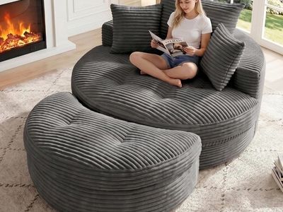 New Modular Round Cloud Sofa & Ottoman – Gray #540