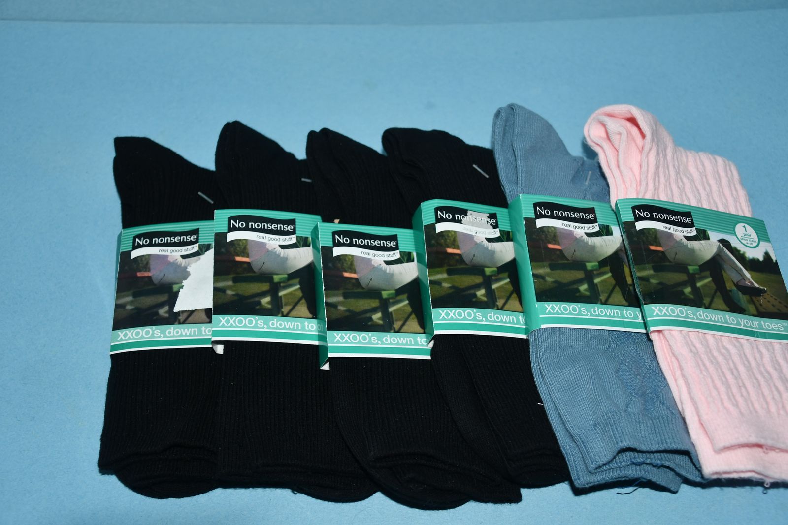6 NEW PAIRS WOMEN'S "NO NONSENSE" SOCKS ~ SHOE SIZE 4-10 ~ PINK, BLUE & BLACK ~ ALL FOR $5