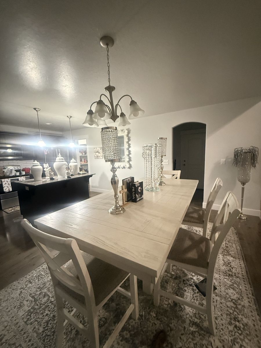 Dining room table that seat 6+ entire living room pictures knickknacks beautiful sectional included