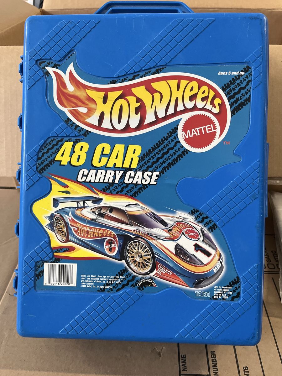 Hot Wheels Mattel 48 Car Carry Case Blue Toy Storage Organizer Box Vintage