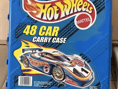 Hot Wheels Mattel 48 Car Carry Case Blue Toy Storage Organizer Box Vintage