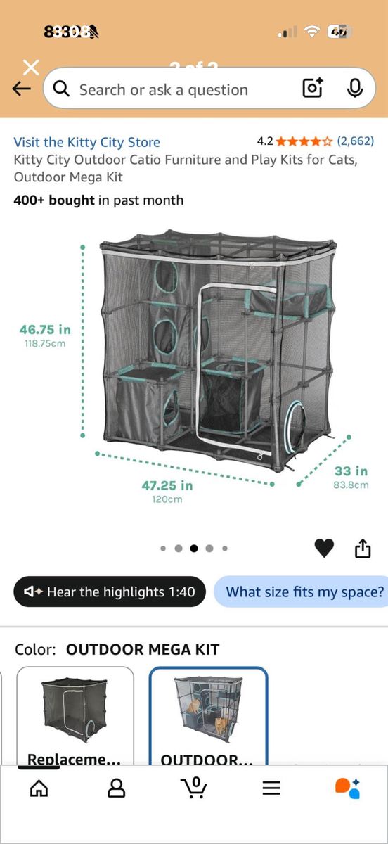 Kitty City Outdoor Catio Furniture and Play Kits for Cats, Outdoor Mega Kit