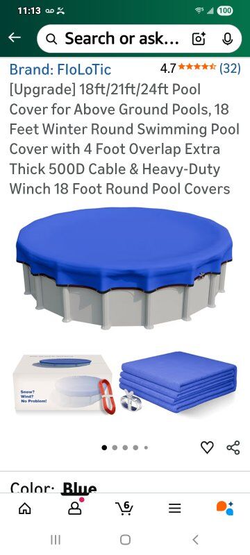 New in Box! 18Ft Round Blue Pool Cover