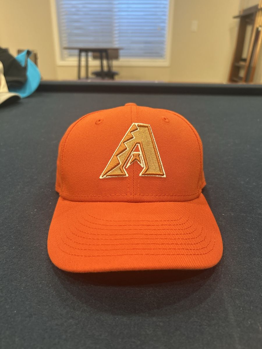 New Era Arizona Diamondbacks Fitted Hat - Orange with 'A' Logo, Size 7 3/8, Polyester