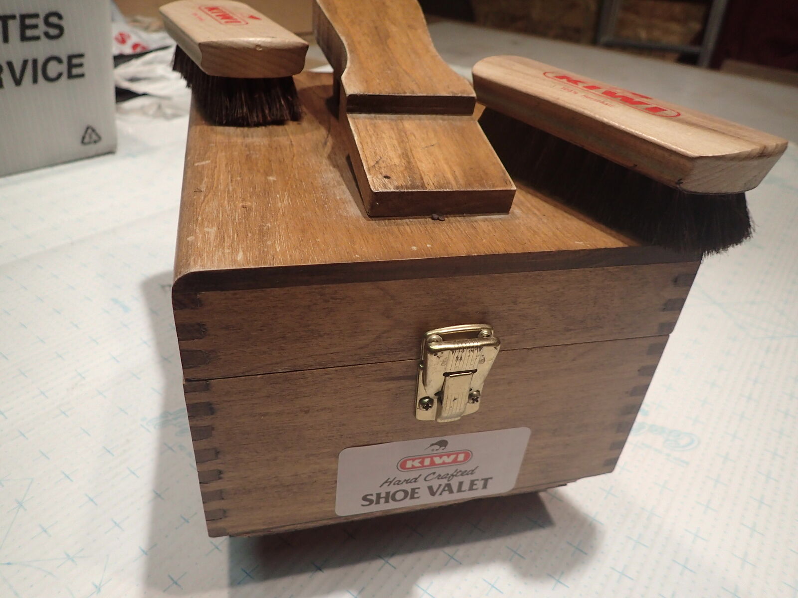 Vintage KIWI Shoe Valet Shoe Shine Box