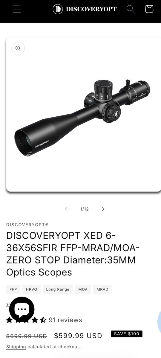Brand New In-box DiscoveryOpt XED 6-36x56 FFP MRAD