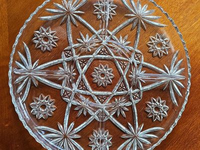 Vintage - Anchor Hocking - Star of David serving platter and Candy Dish